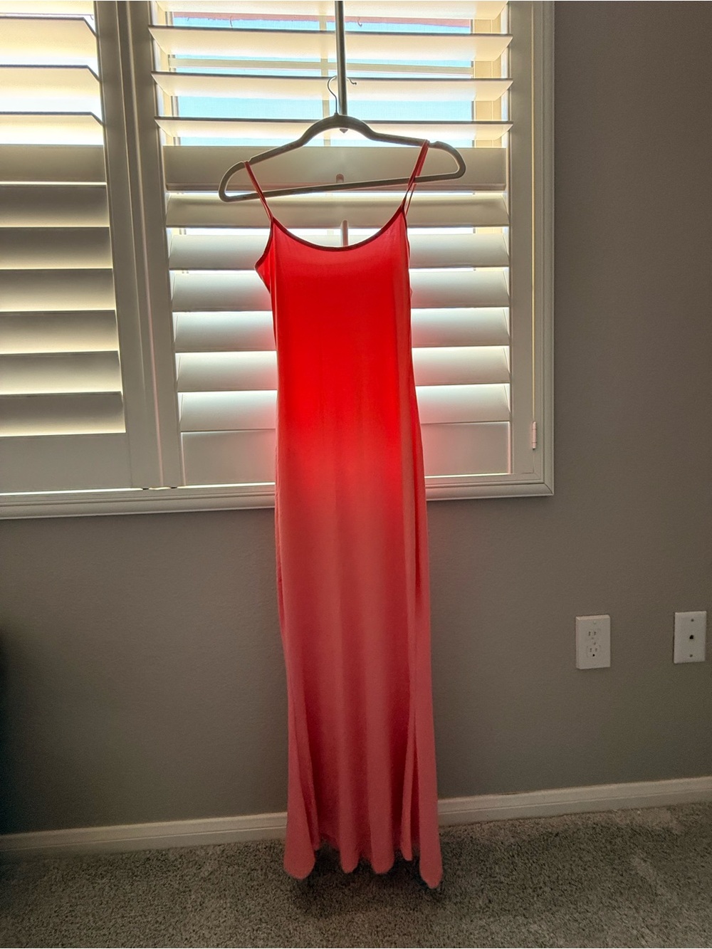 Sleeveless Ombre Coral Maxi Slip Dress